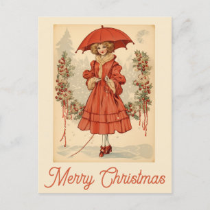 Carte Postale Femme victorienne de neige de Noël