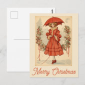 Carte Postale Femme victorienne de neige de Noël (Devant / Derrière)