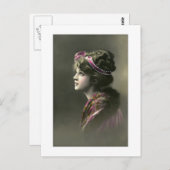 Carte Postale femme victorienne expression d'espoir (Devant / Derrière)