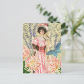 Carte Postale Femme victorienne florale rose Régence (Debout devant)