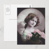 Carte Postale Femme victorienne française vintage (Devant / Derrière)