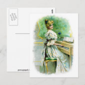 Carte Postale Femme victorienne jouant du piano (Devant / Derrière)