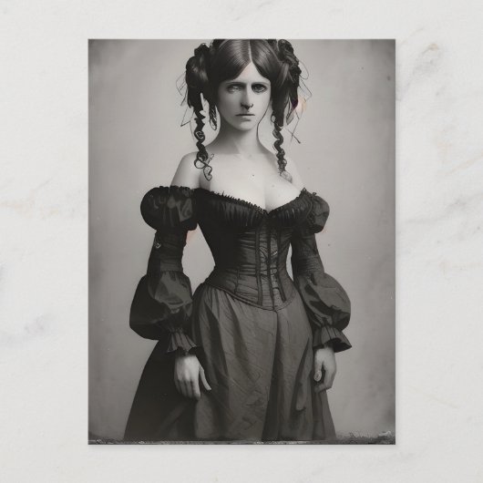 Carte Postale Femme victorienne noire et blanche (Devant)