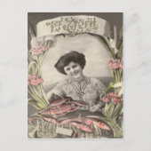 Carte Postale Femme victorienne Poisson d'avril Fool's (Devant)