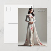 Carte Postale Femme vietnamienne à Ao Dai (Devant / Derrière)