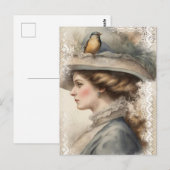 Carte Postale Femme Vintage (Devant / Derrière)