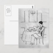 Carte Postale Femme vintage au thé (Devant / Derrière)