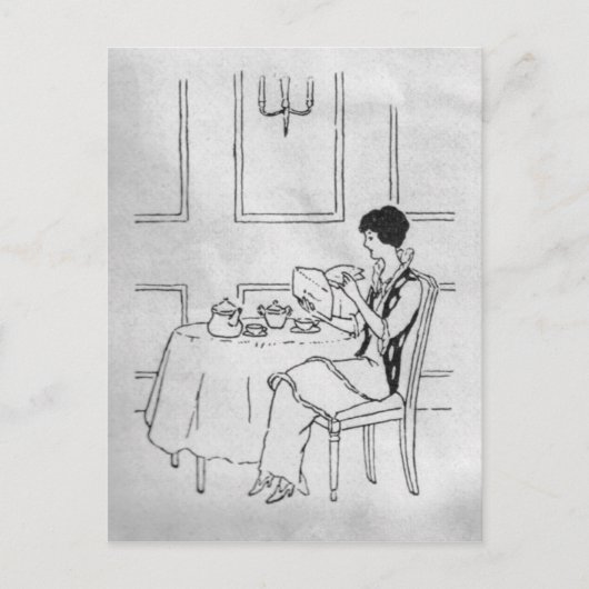 Carte Postale Femme vintage au thé (Devant)