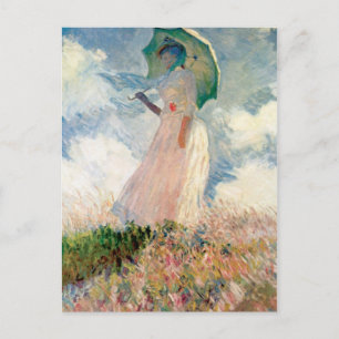 Carte Postale Femme vintage avec un parasol face à Monet gauche