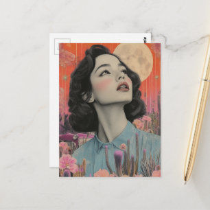 Carte Postale Femme Vintage dans le Désert