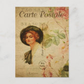 Carte Postale Femme vintage en Casquette (Devant)