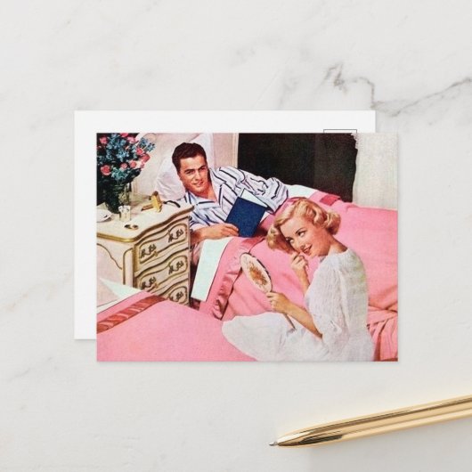 Carte Postale femme vintage rétro (Devant/Arrière en situation)