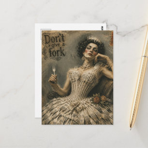 Carte Postale Femme Vintage S'en Fout D'une Fourchette Robe Cita