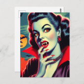 Carte Postale Femme vintage Vampire (Devant / Derrière)