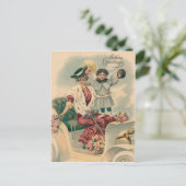 Carte Postale Femme Voiture Cherub Angel Roses (Debout devant)
