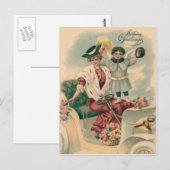 Carte Postale Femme Voiture Cherub Angel Roses (Devant / Derrière)