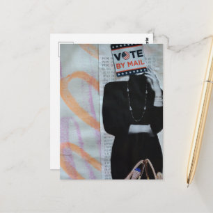 Carte Postale Femme vote par courrier Collage de médias mixtes