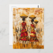 Carte Postale Femmes africaines avec paniers de mil (Devant / Derrière)