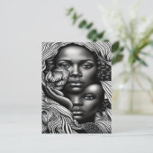 Carte Postale Femmes afro-américaines Abstraites noires et blanc (Debout devant)