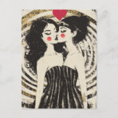 Carte Postale Femmes amoureuses s'embrassant dans des robes asso (Devant)