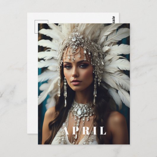 Carte Postale *~ Femmes AP53 AVRIL Boho ANNIVERSAIRE DIAMANTS (Devant / Derrière)