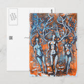 Carte Postale Femmes Avec Ailes Antler (Devant / Derrière)
