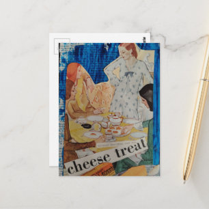 Carte Postale Femmes avec un fromage en 1930 Collage
