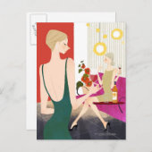 Carte Postale Femmes Boire du vin (Devant / Derrière)