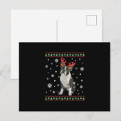 Carte Postale FEMMES Boston Terrier Xmas laide de Noël (Devant / Derrière)