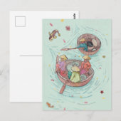 Carte Postale Femmes de pêche dans le delta du Mékong Aquarelle (Devant / Derrière)