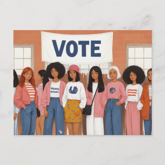 Carte Postale Femmes en lice pour voter (Devant)