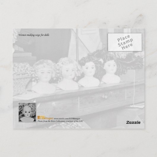 Carte Postale Femmes fabriquant des perruques pour poupées (Dos)