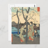 Carte Postale Femmes japonaises anciennes en fleurs de cerisiers (Devant / Derrière)