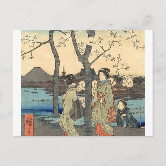 Carte Postale Femmes japonaises anciennes en fleurs de cerisiers (Devant)