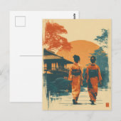 Carte Postale Femmes kimono vintage (Devant / Derrière)