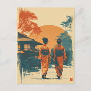 Carte Postale Femmes kimono vintage