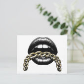 Carte Postale femmes lèvres bouche avec illustration de chaîne d (Debout devant)