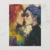 Carte Postale Femmes magnifiques amoureuses s'embrassant (Devant)