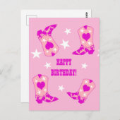 Carte Postale Femmes modernes bottes occidentales rose de cowgir (Devant / Derrière)