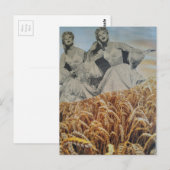 Carte Postale Femmes rétro chantant dans un champ de blé Collage (Devant / Derrière)