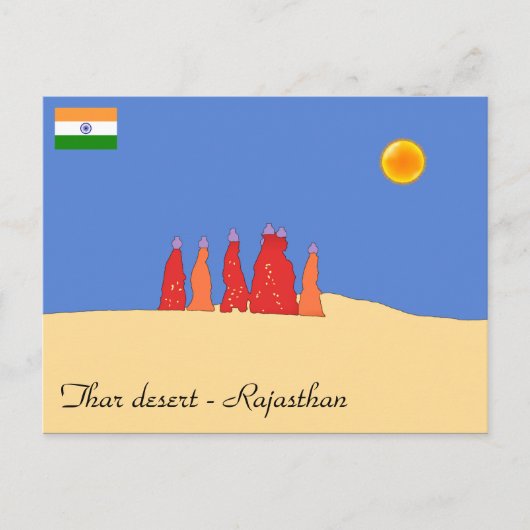 Carte Postale Femmes transportant de l'eau dans le désert de Tha (Devant)