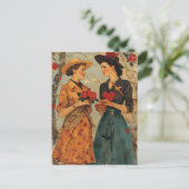 Carte Postale Femmes Vintage Saint Valentin (Debout devant)