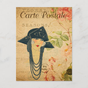 Carte Postale Femmes vintages des années 1920 en Casquette et co