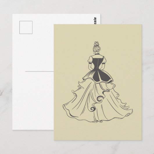 Carte Postale Femmes vintages en robe (Devant / Derrière)