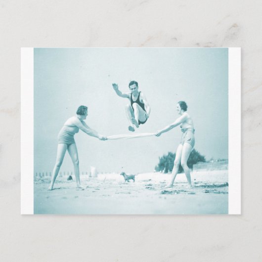 Carte Postale Femmes Vintages rétro à la plage (Devant)