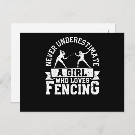 Carte Postale Fencer ne sous-estime jamais une fille (Devant / Derrière)
