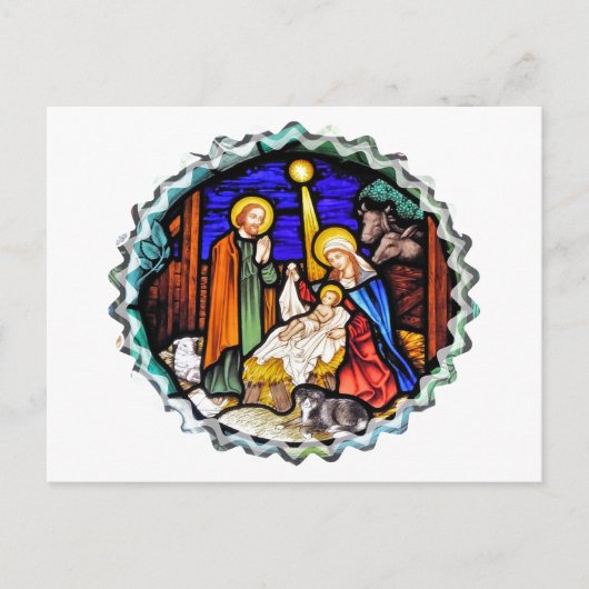 CARTE POSTALE FENÊTRE ANCIENNE NATIVITÉ ANGLOPHONE (Devant)