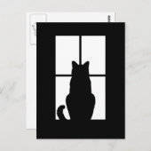 Carte Postale Fenêtre Cat Cliquez pour Customiser la couleur Déc (Devant / Derrière)