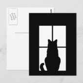 Carte Postale Fenêtre Cat Cliquez pour Customiser Obtenir une dé (Devant / Derrière)