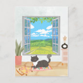 Carte Postale Fenêtre confortable intérieur accueillant avec cha (Devant)